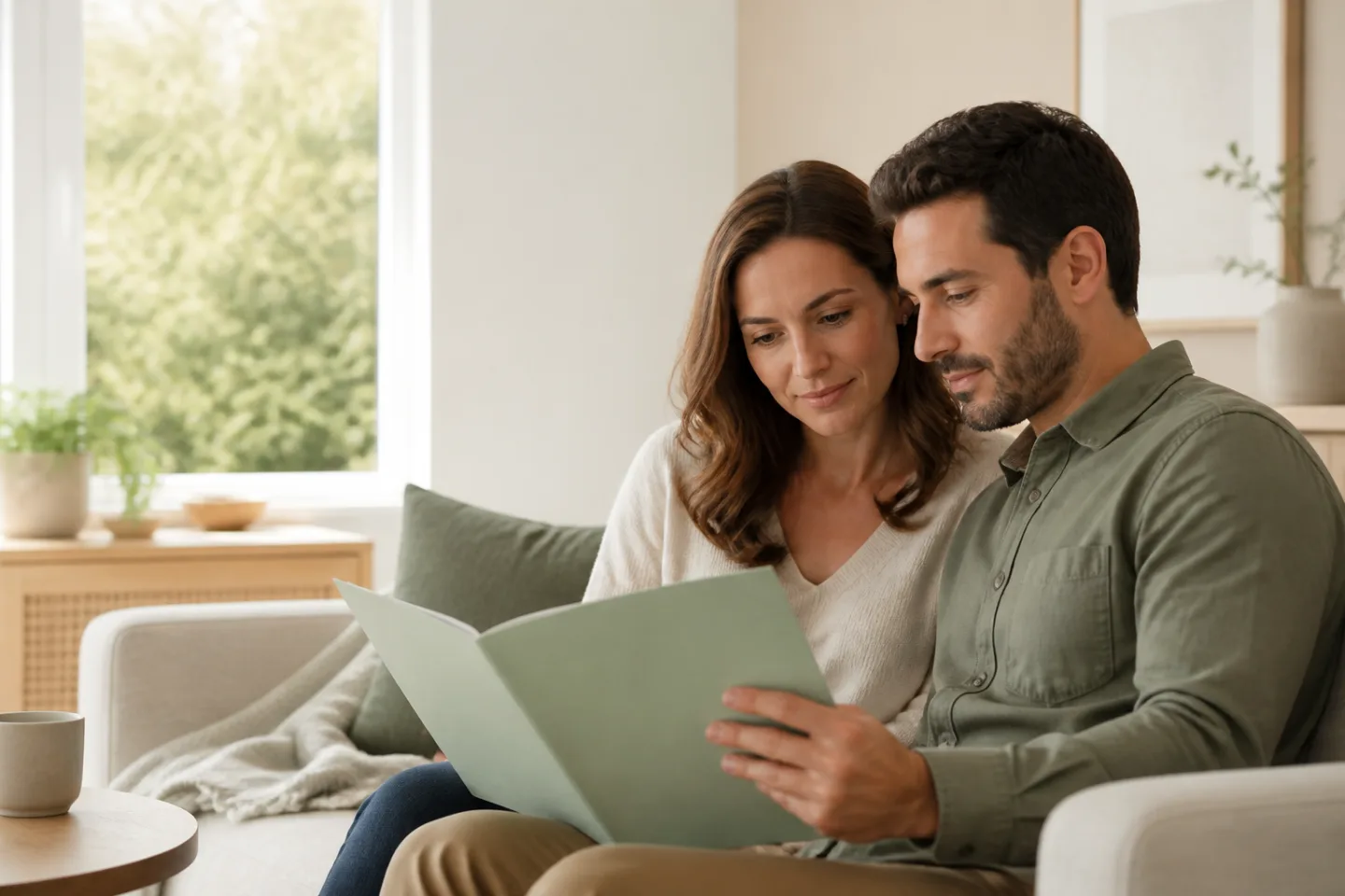 Intended parents reviewing embryo donation information together